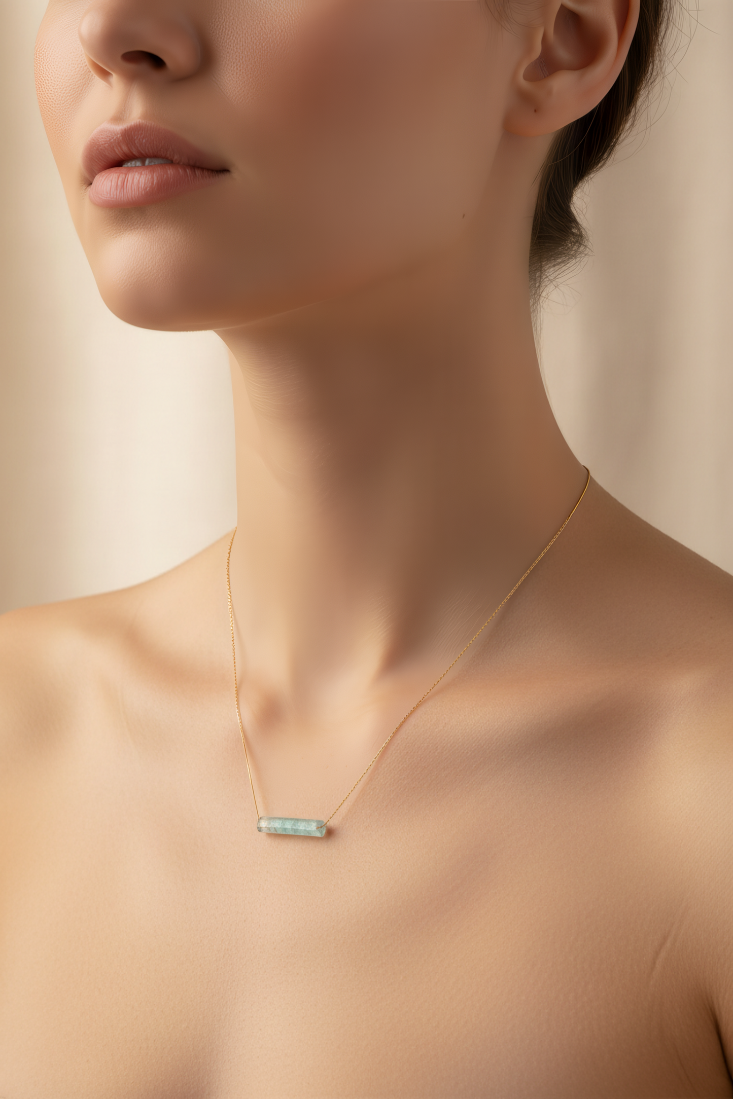 Ancient Roman Glass Necklace - Gold Filled Bar Pendant Historical Vase