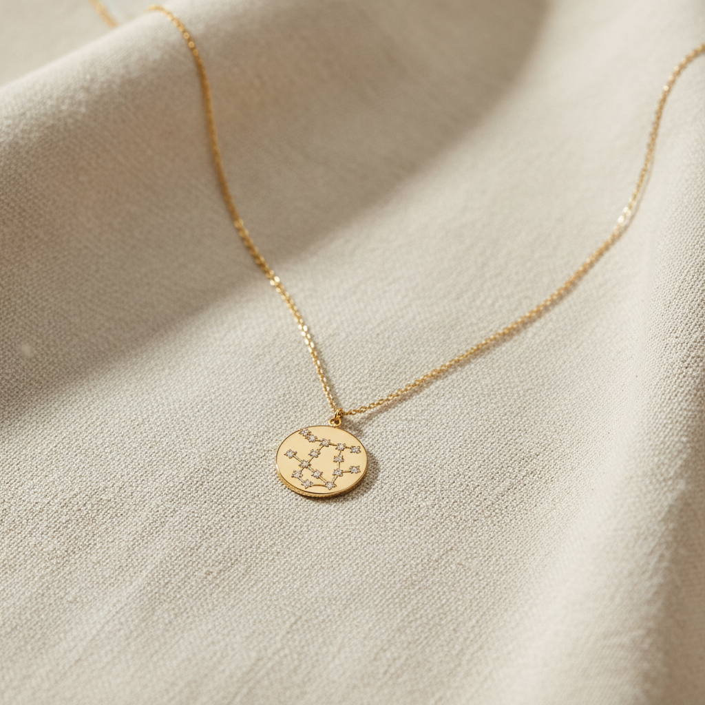 Zodiac Constellation Gemini Necklace, 16 Inch Chain with 2 Inch Extender, Cosmic Design