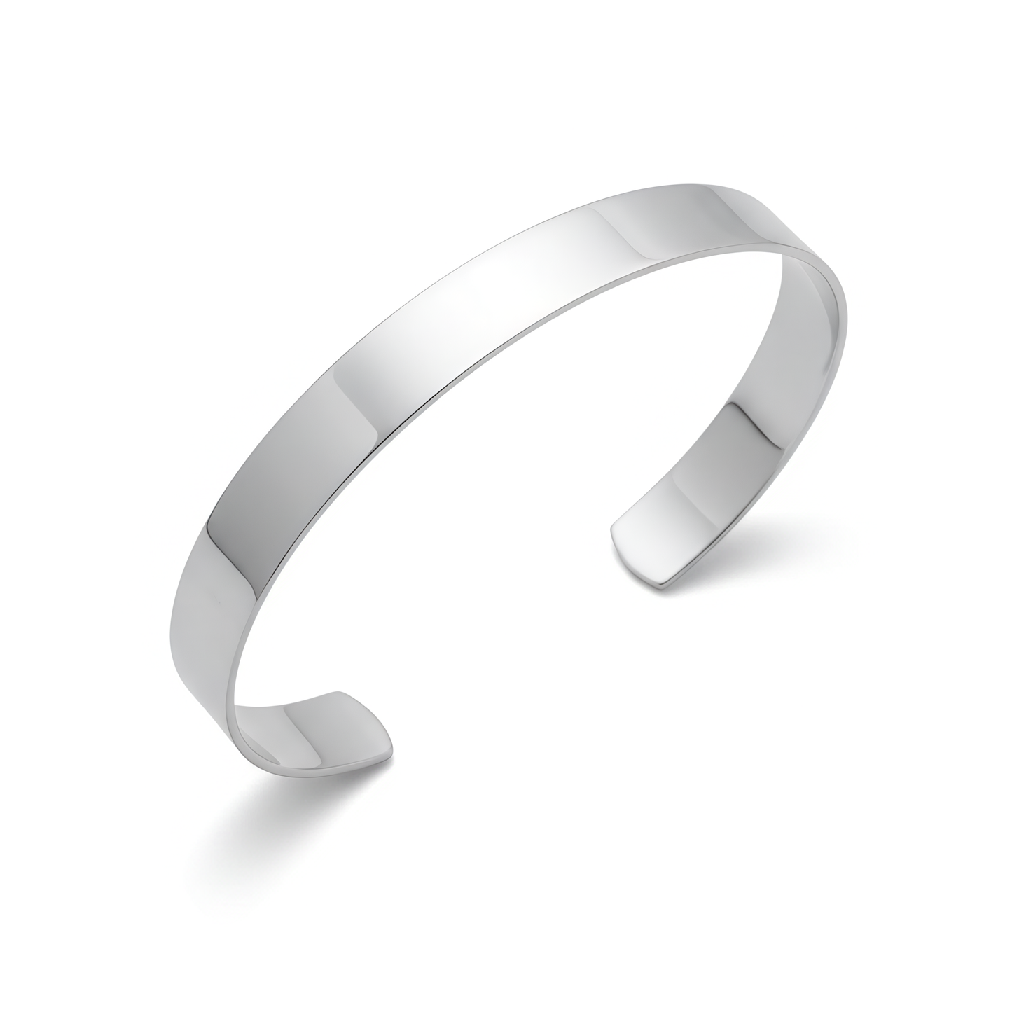 Polished Cuff Bracelet - Sterling Silver Wide Band Classic Design