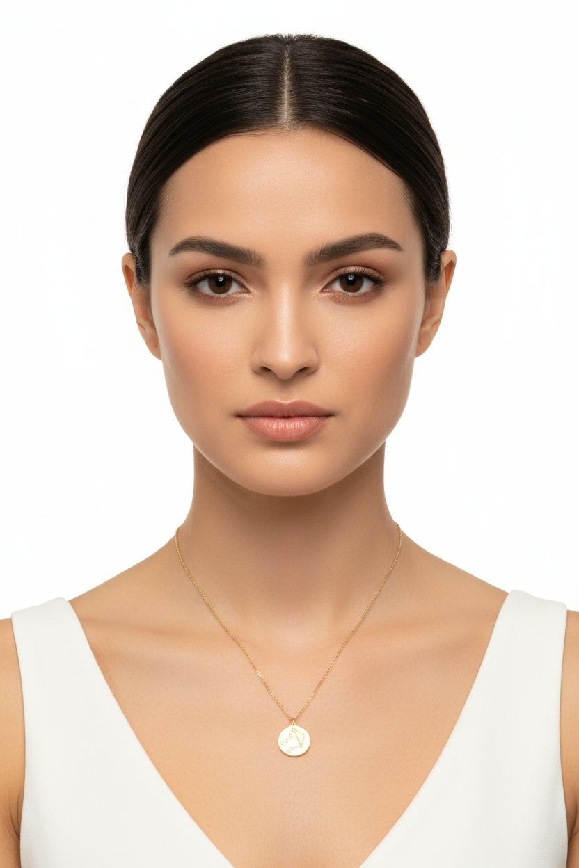 Libra Zodiac Necklace - 14K Gold Plated Sterling Silver Constellation Pendant