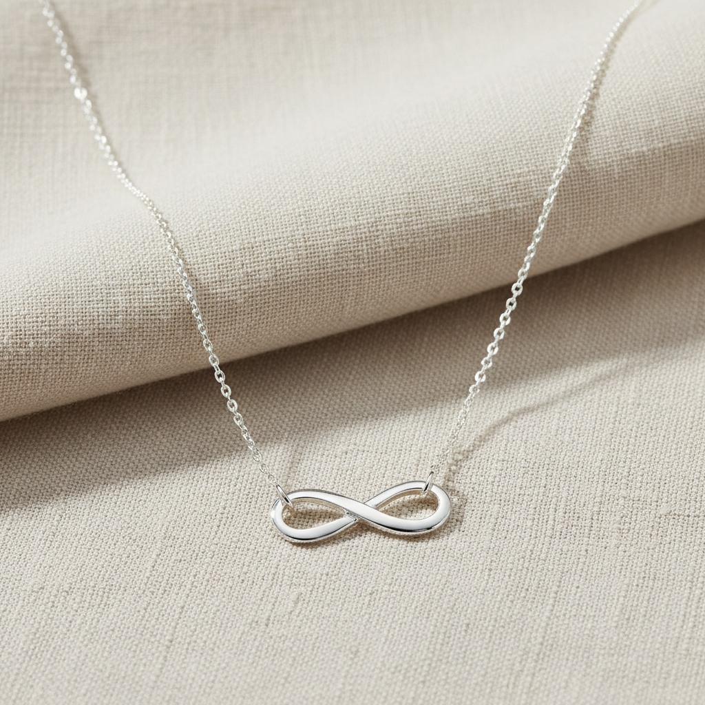 Infinity Necklace - Sterling Silver Polished Drop Pendant
