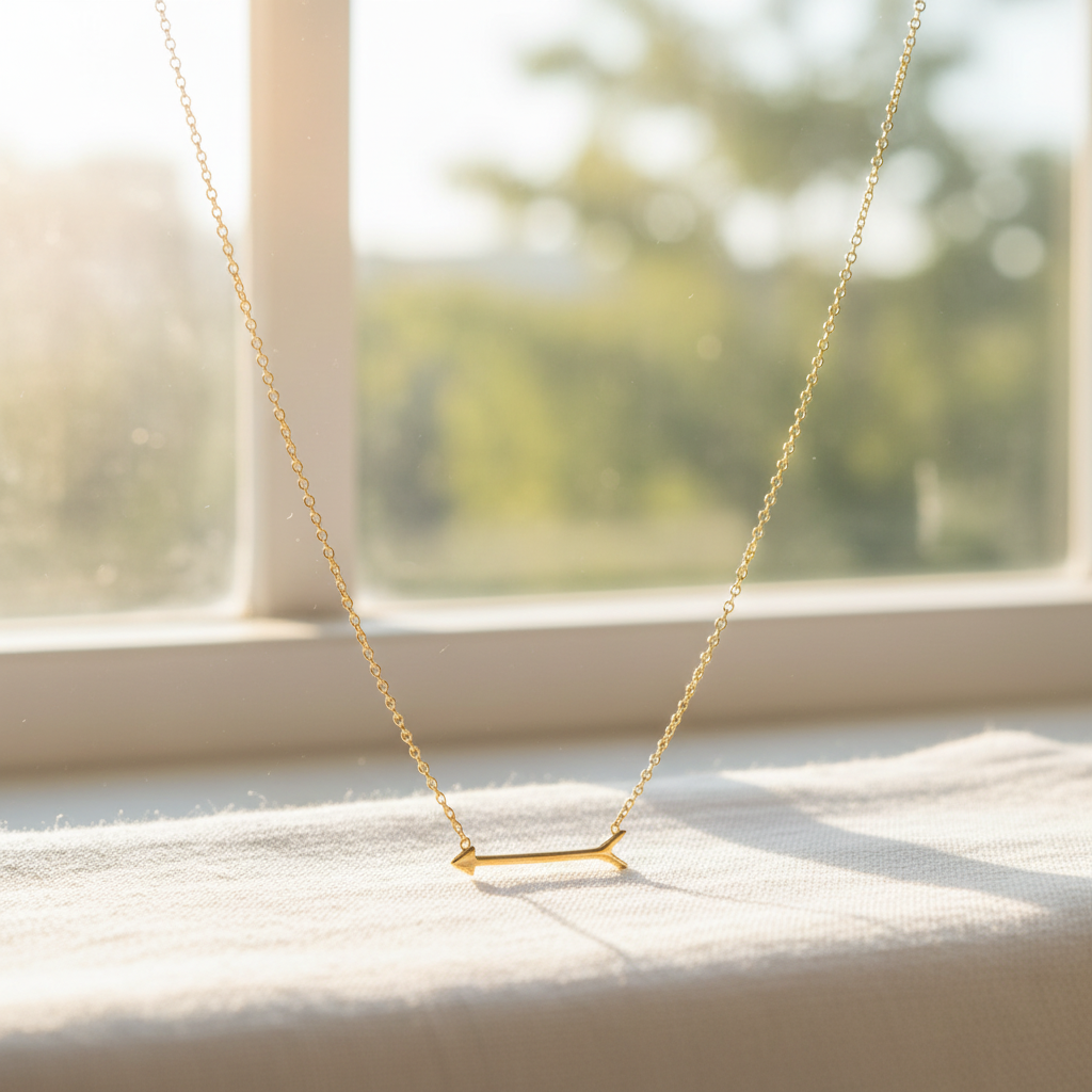 14 Karat Gold Plated Sterling Silver Arrow Pendant Necklace, 16 Inch with 2 Inch Extension Chain, Lobster Clasp