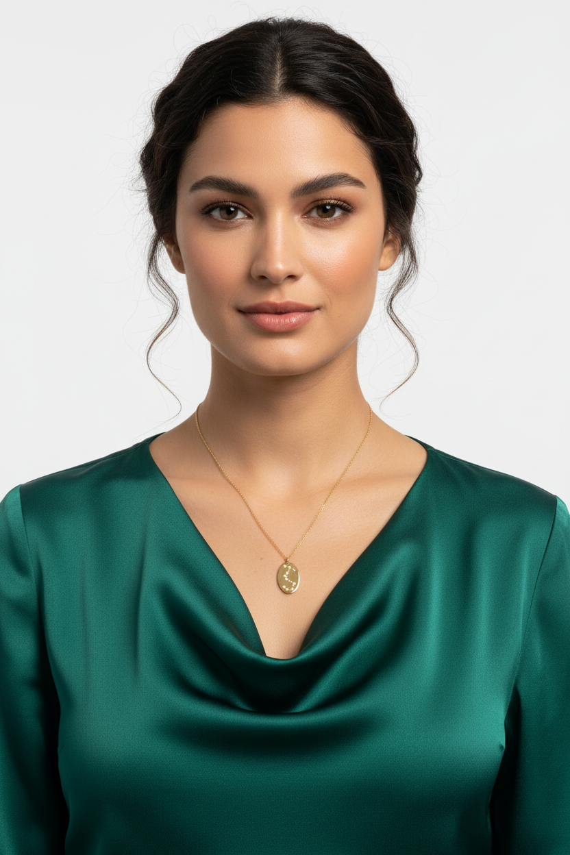 Zodiac Scorpio Constellation Oval Coin Necklace, 16 Inch Chain with 2 Inch Extender