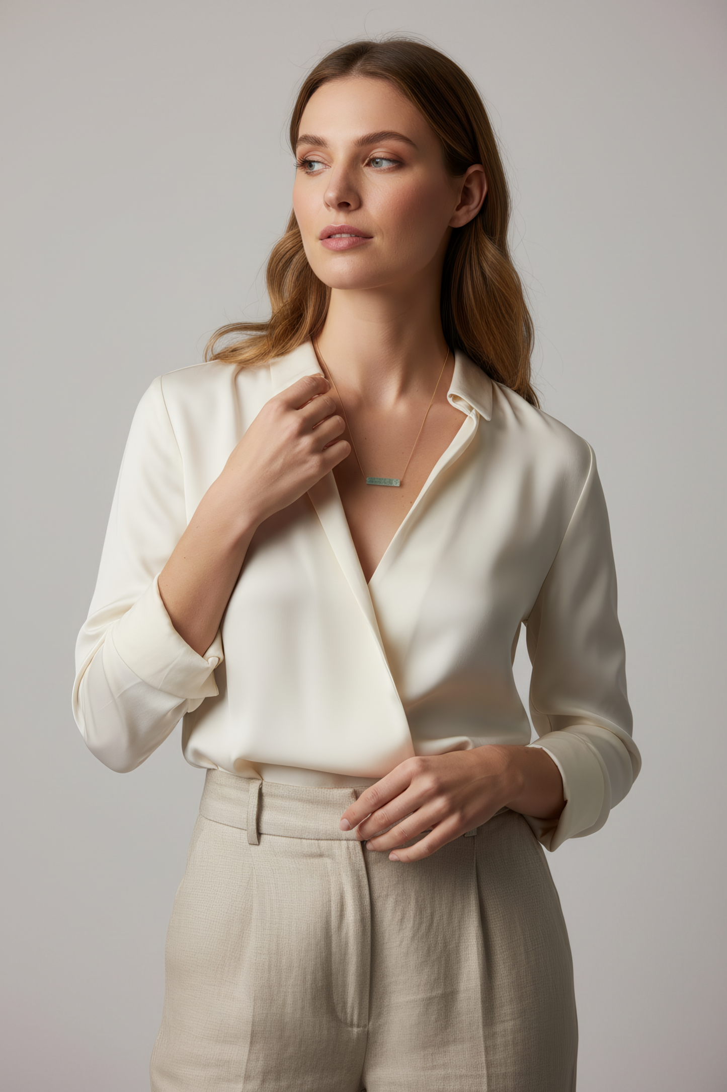 Ancient Roman Glass Necklace - Gold Filled Bar Pendant Historical Vase