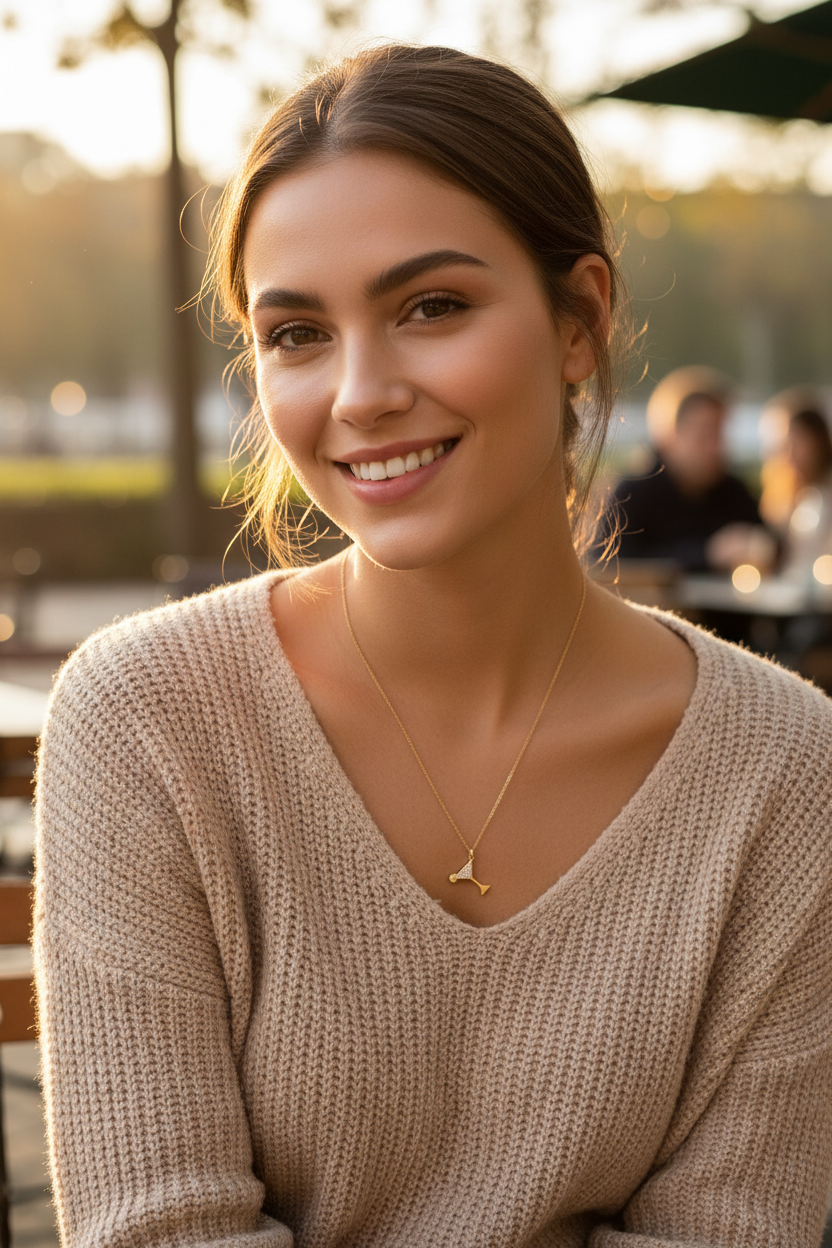 14 Karat Gold Plated Sterling Silver Martini Glass Charm Necklace with CZ, 16 Inch Cable Chain, Cocktail Pendant