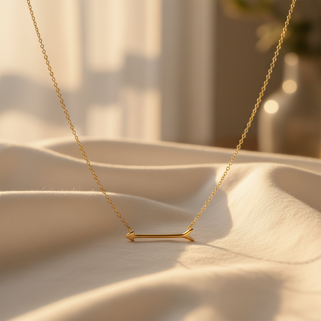 14 Karat Gold Plated Sterling Silver Arrow Pendant Necklace, 16 Inch with 2 Inch Extension Chain, Lobster Clasp