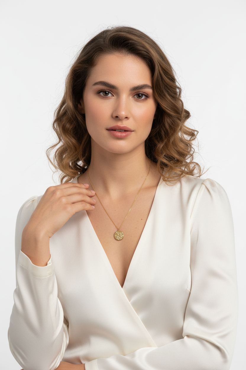 Zodiac Constellation Gemini Necklace, 16 Inch Chain with 2 Inch Extender, Cosmic Design