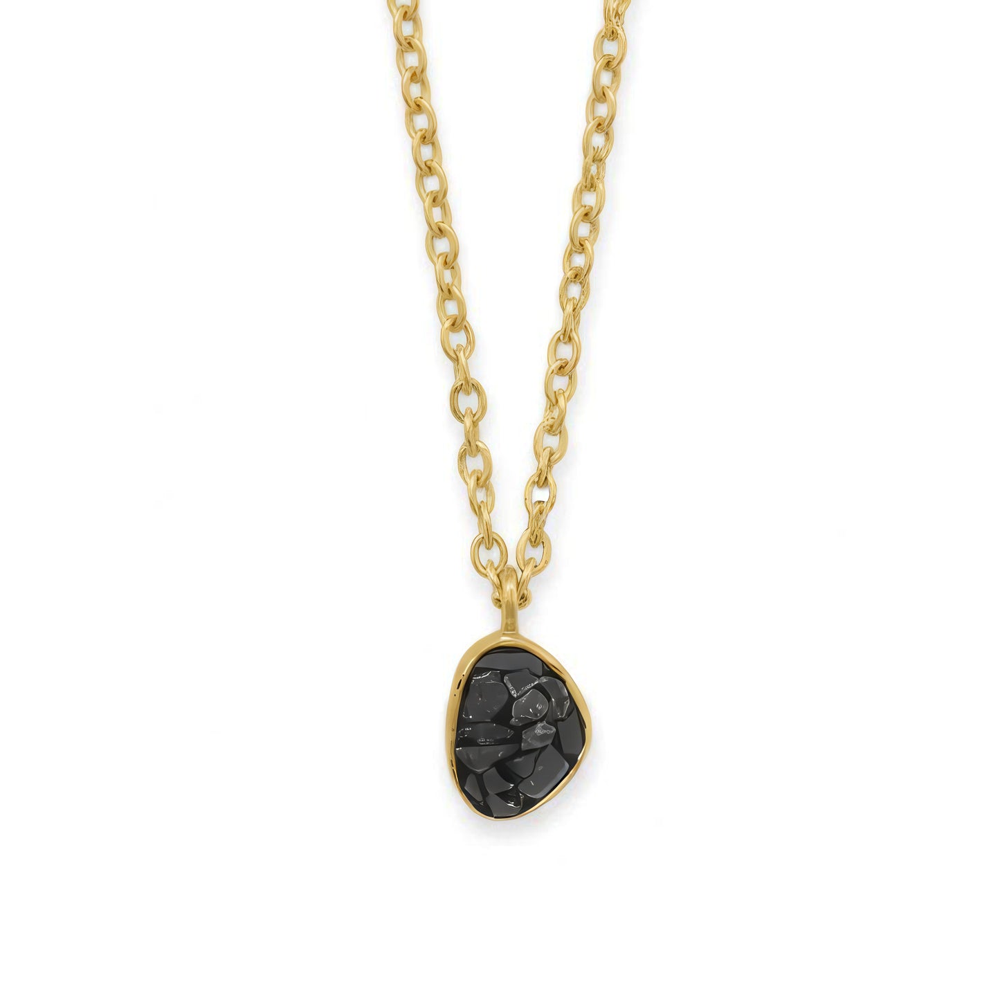 Diamond Chip Necklace 14K Gold Plated 925 Silver Resin Freeform 16+2