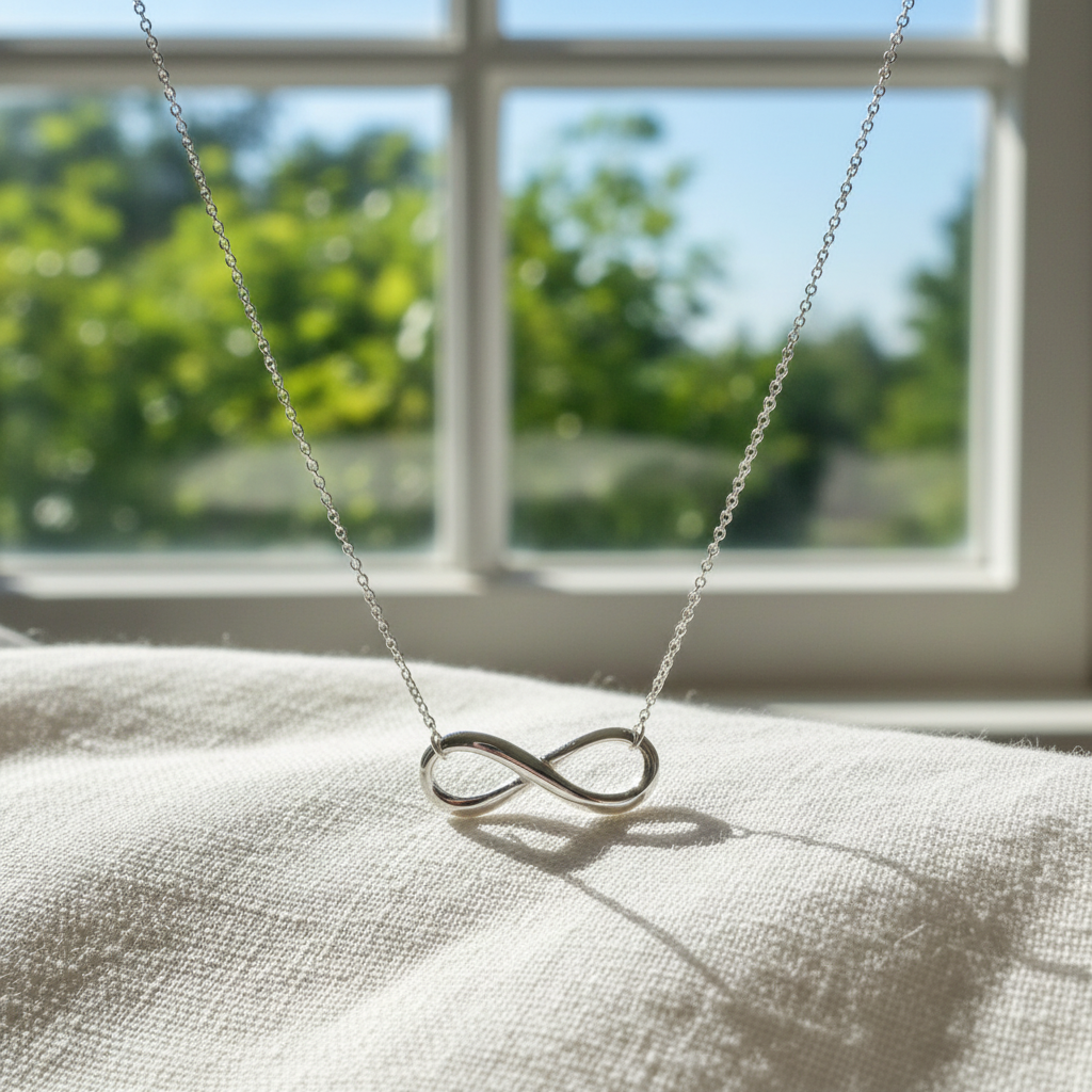 Infinity Necklace - Sterling Silver Polished Drop Pendant