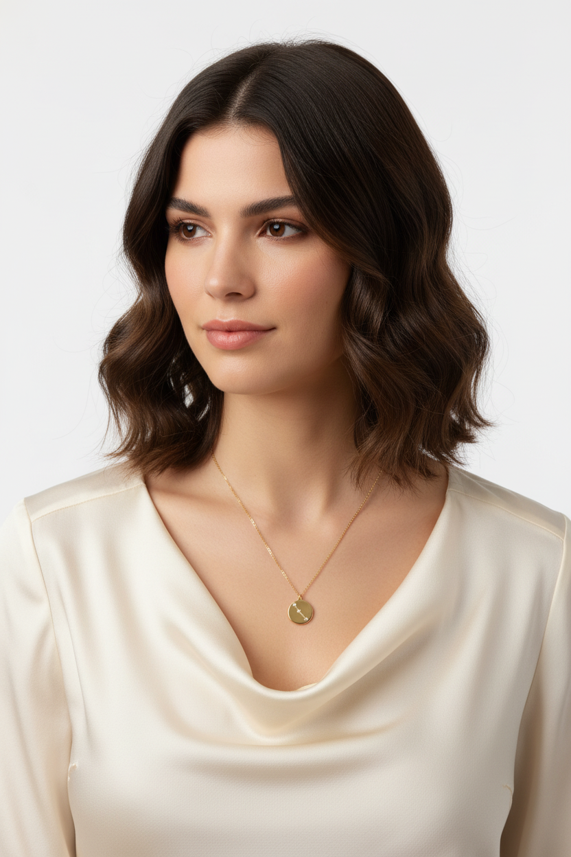 Cosmic Constellations Aries Zodiac Sign Coin Necklace, 16 Inch Chain with 2 Inch Extender, Celestial Jewelry