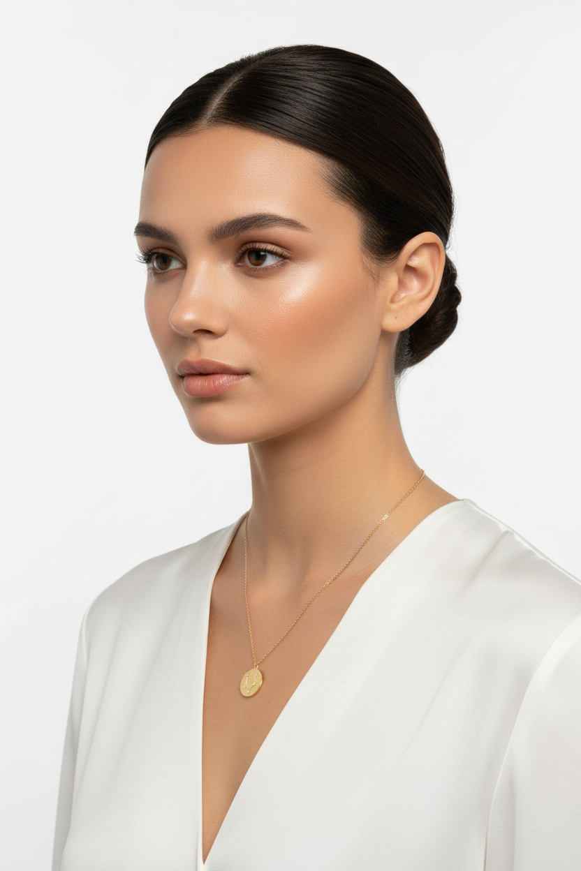 Pisces Zodiac Constellation Necklace, 16 Inch Chain with 2 Inch Extension, Celestial Astrology Coin Pendant