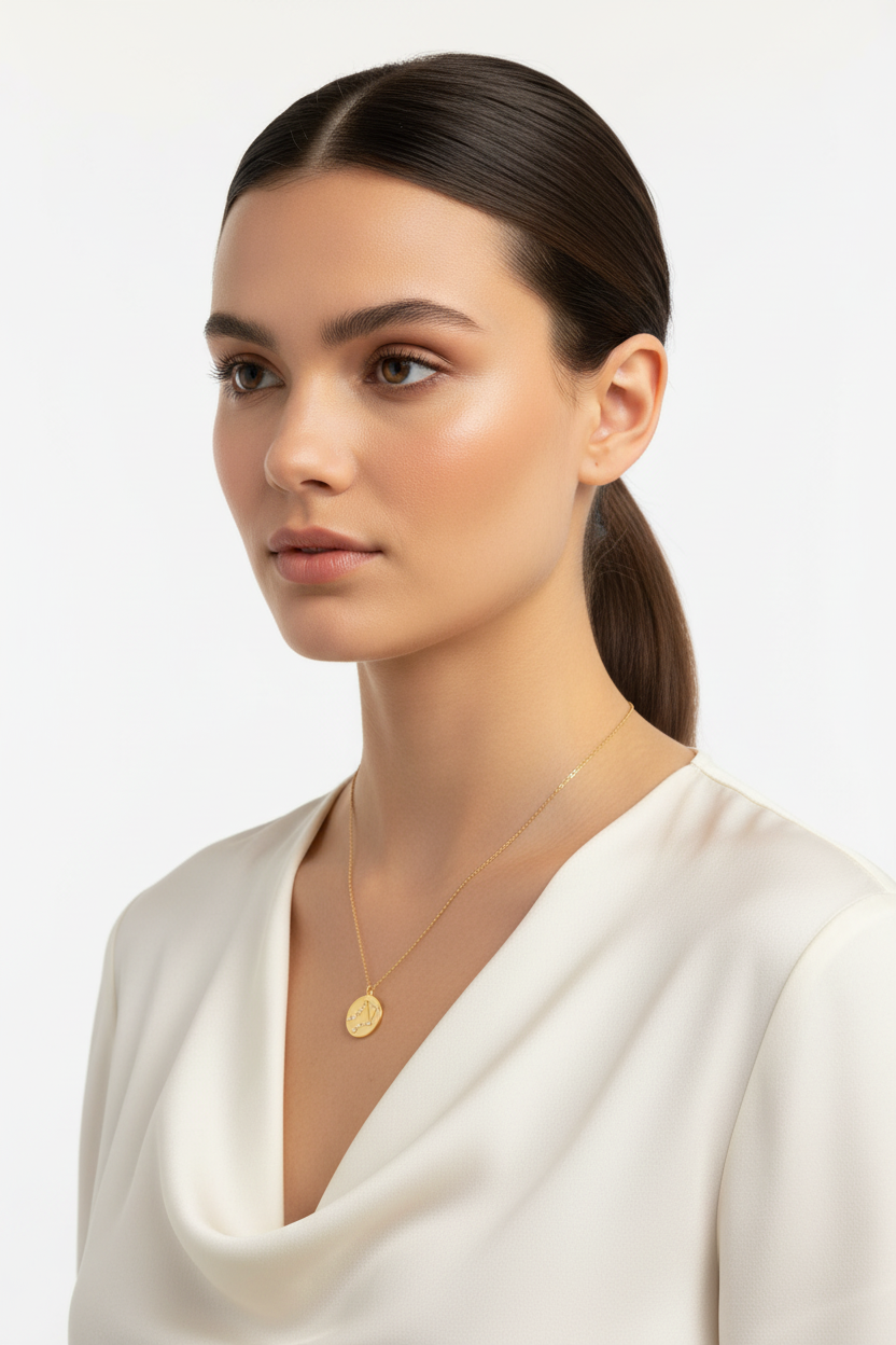 Libra Zodiac Necklace - 14K Gold Plated Sterling Silver Constellation Pendant