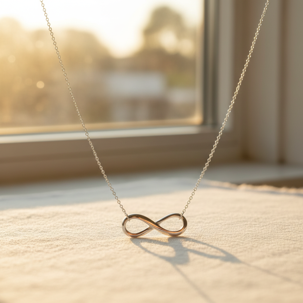 Infinity Necklace - Sterling Silver Polished Drop Pendant