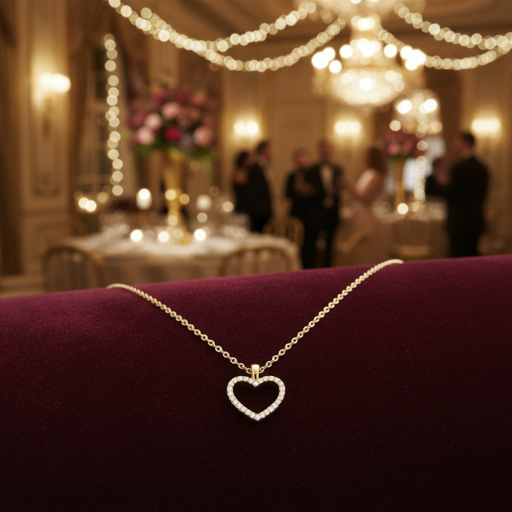 14 Karat Gold Plated Sterling Silver Heart Pendant Necklace with CZ, 16 Inch Chain with 2 Inch Extender, Lobster Clasp