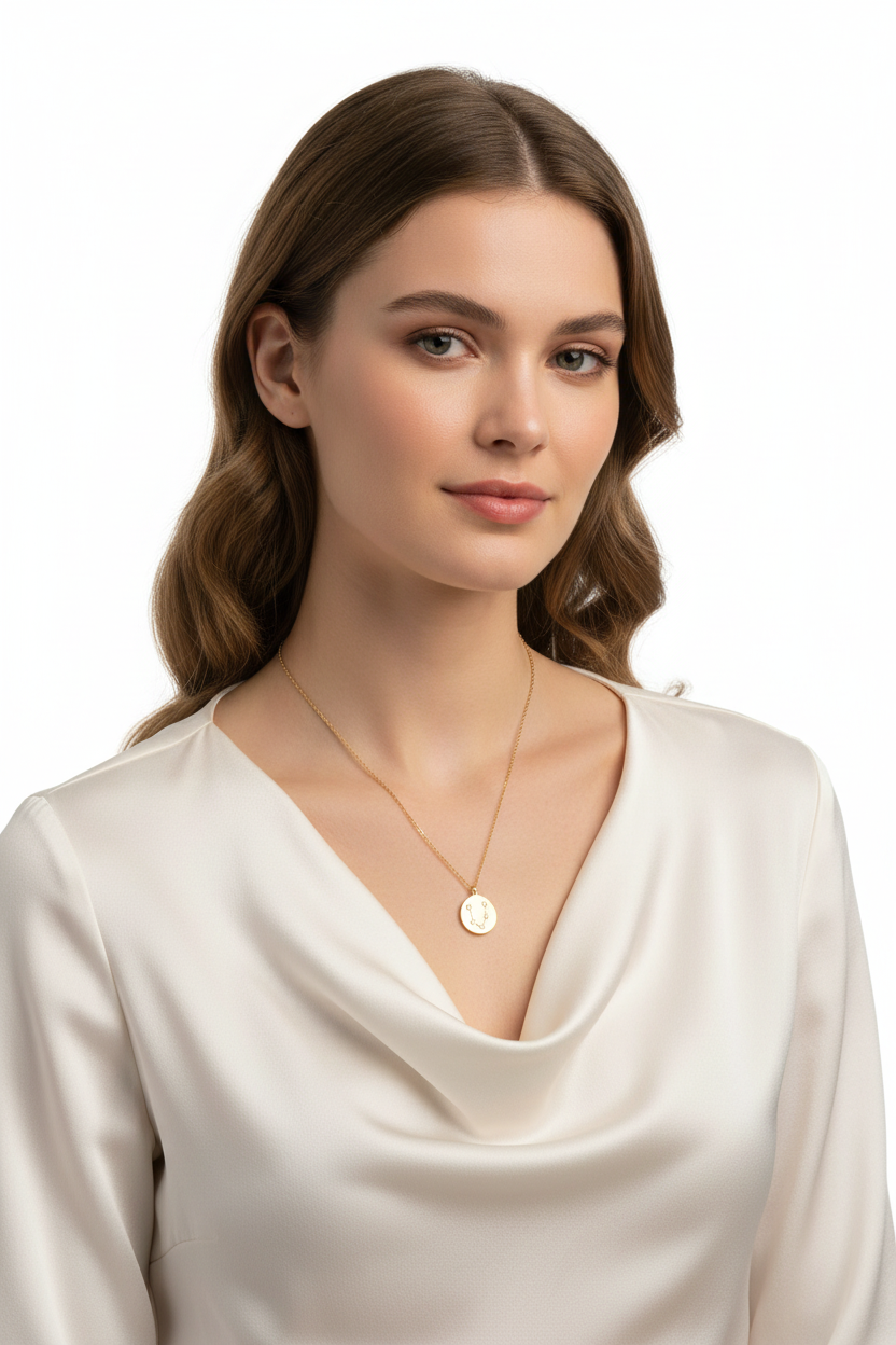 Pisces Zodiac Constellation Necklace, 16 Inch Chain with 2 Inch Extension, Celestial Astrology Coin Pendant
