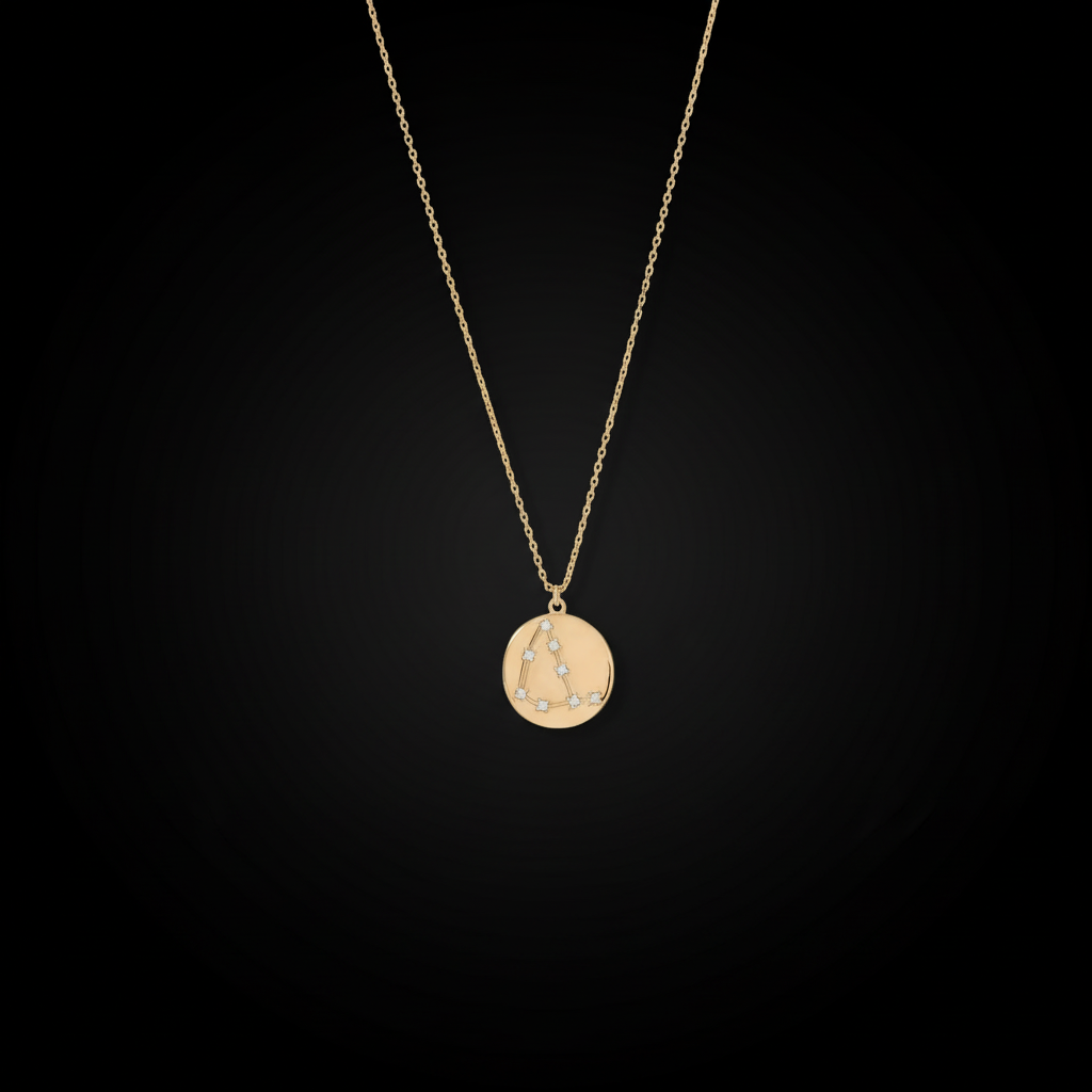 Capricorn Zodiac Constellation Coin Necklace, Sterling Silver, 16 Inch Chain with 2 Inch Extender