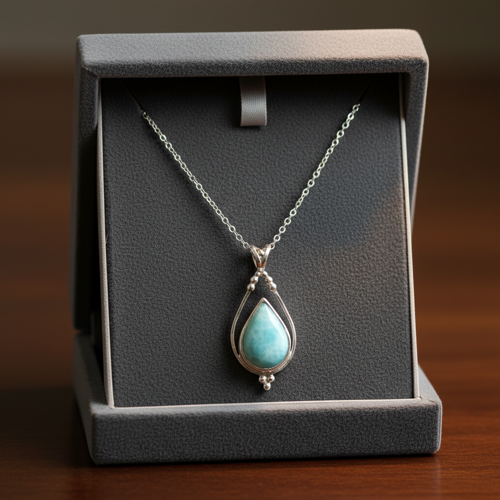 Ancient Roman Glass Necklace - Sterling Silver Open Pear Pendant