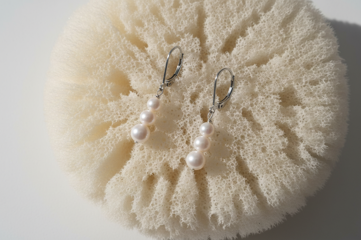 Luminous Pearl Trio Earrings - Sterling Silver with Graduated Freshwater Pearls