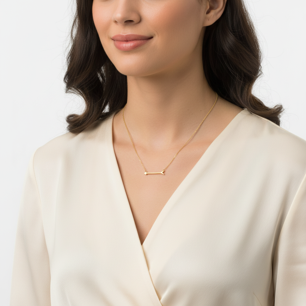 14 Karat Gold Plated Sterling Silver Arrow Pendant Necklace, 16 Inch with 2 Inch Extension Chain, Lobster Clasp