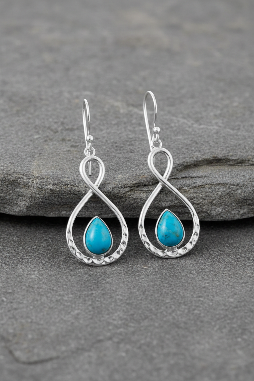 Infinite sky earrings on grey stone