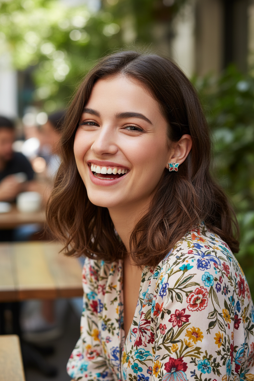 Joyful cafe portrait