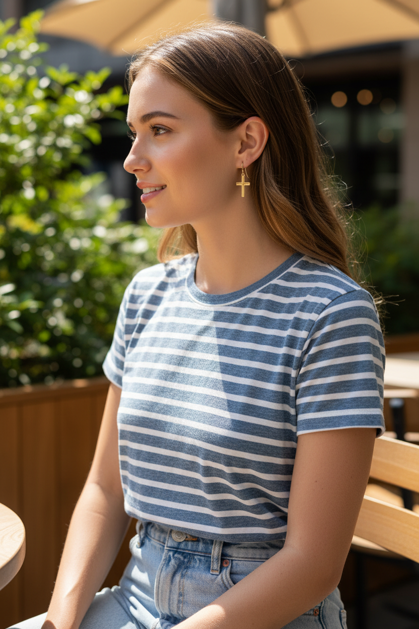 Laid-back striped tee style