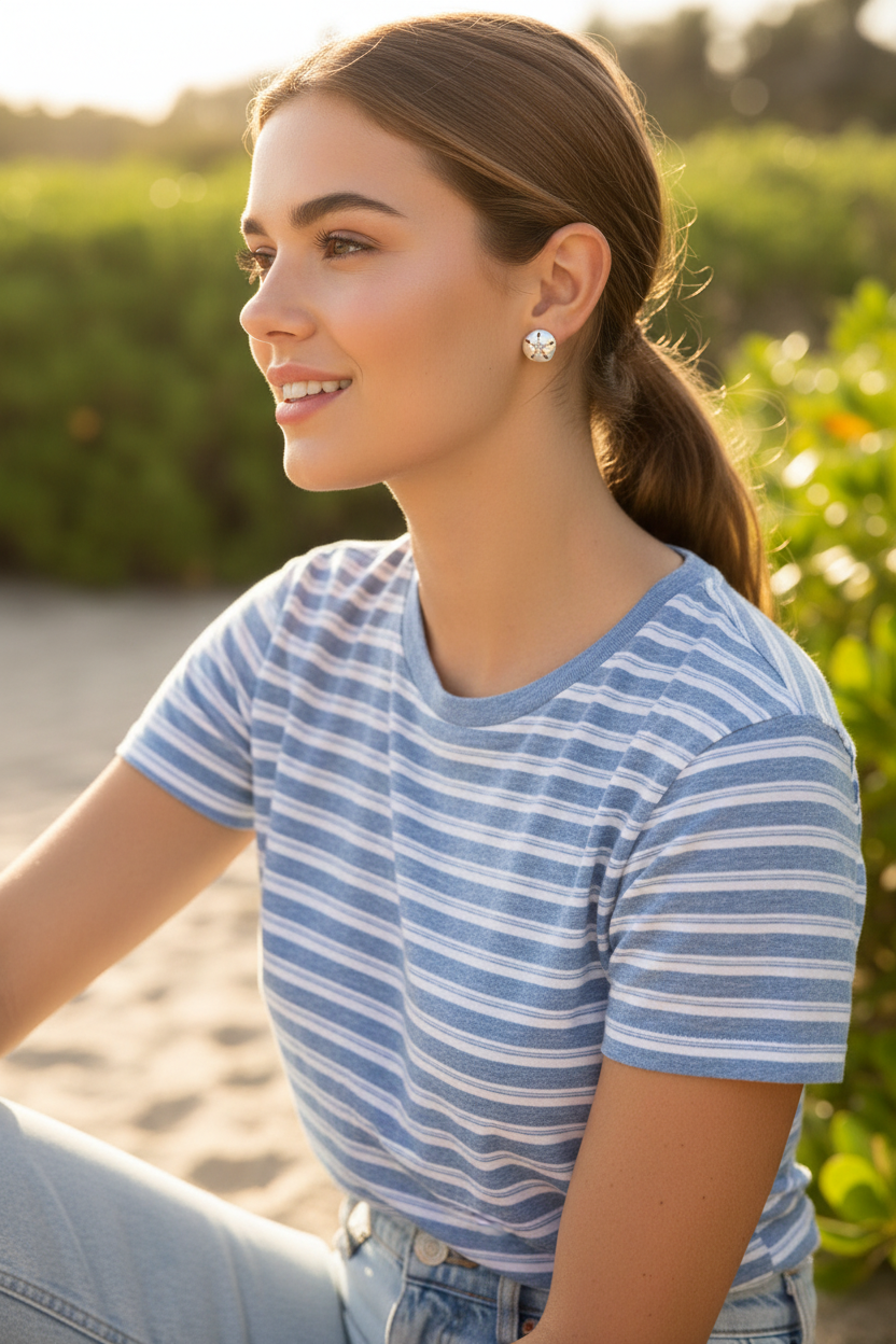 Laid-back striped tee style