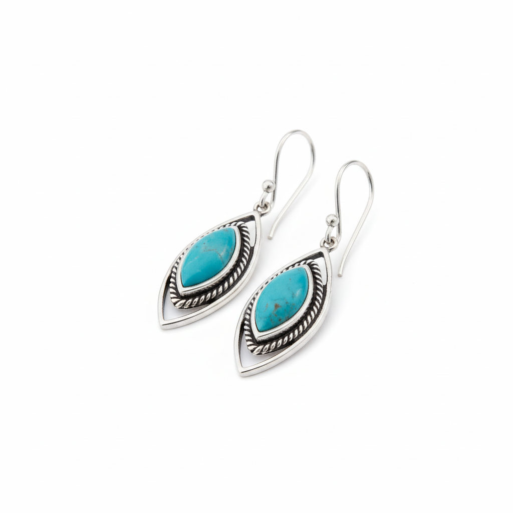 Marquise Turquoise White Angled