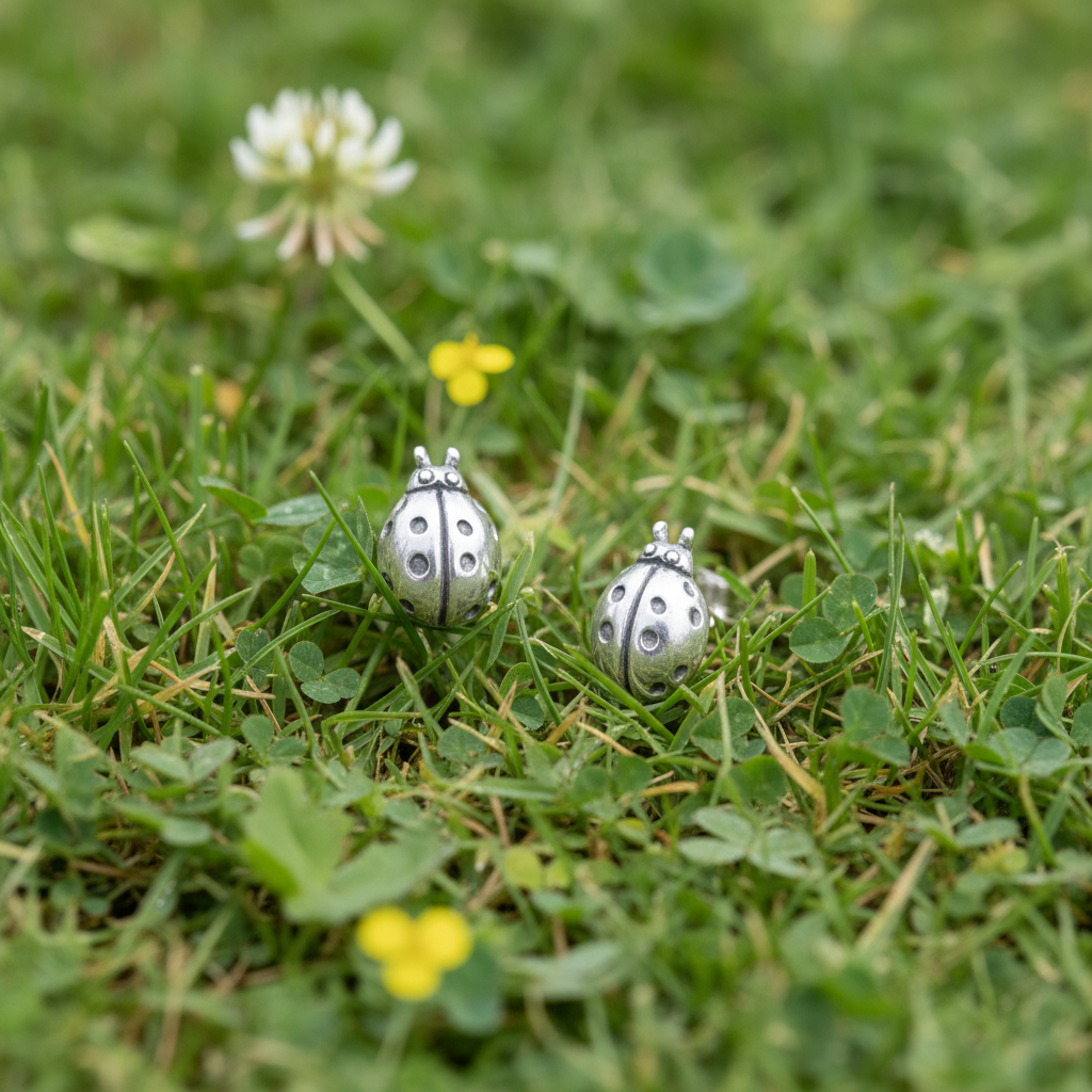 Minimalist composition on grass and wildflowers