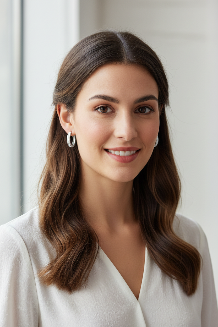 Modern woman wearing petite brilliance hoops