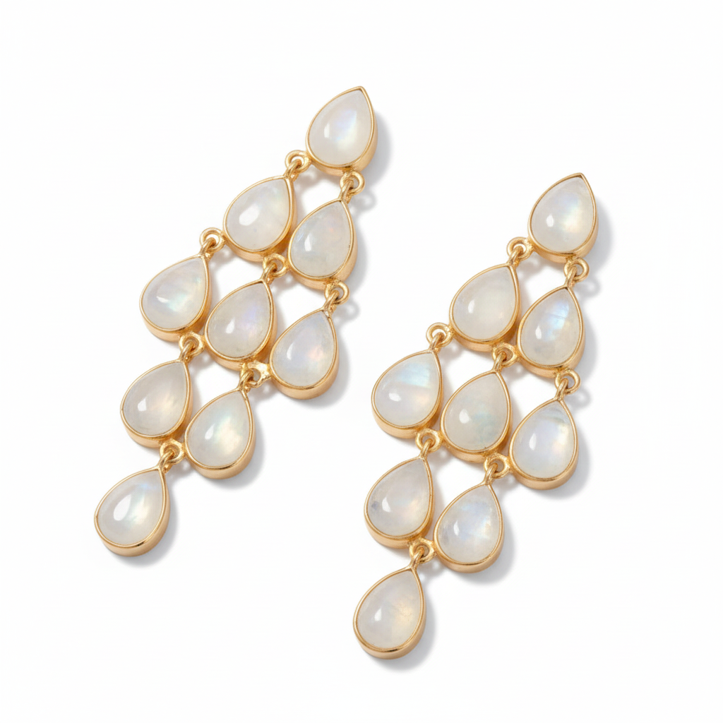 Moonstone Chandelier White Angled