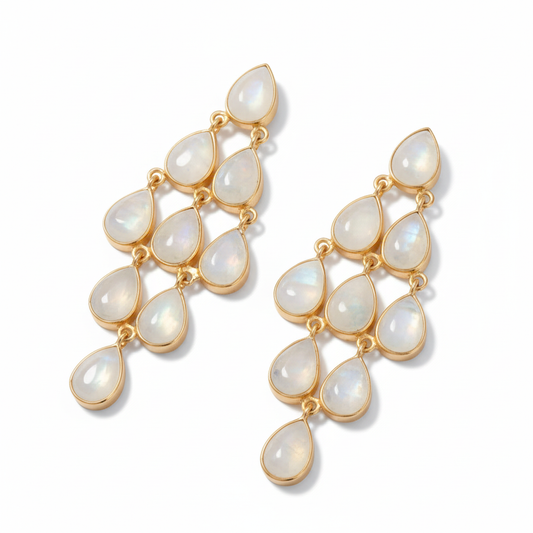 Moonstone Chandelier White Angled