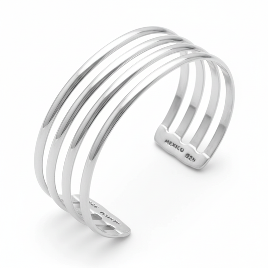 Multi-band cuff bracelet high-angle oblique view