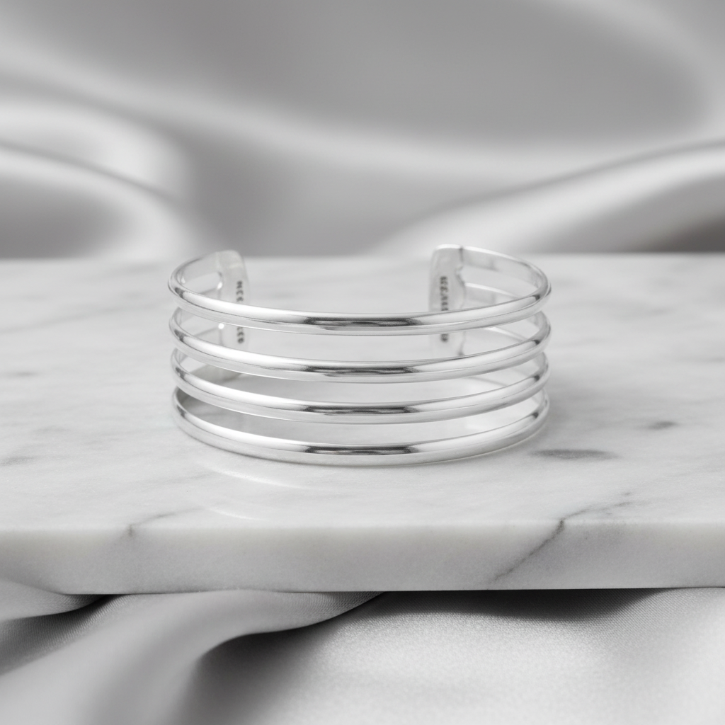 Multi-band cuff bracelet with elegant background