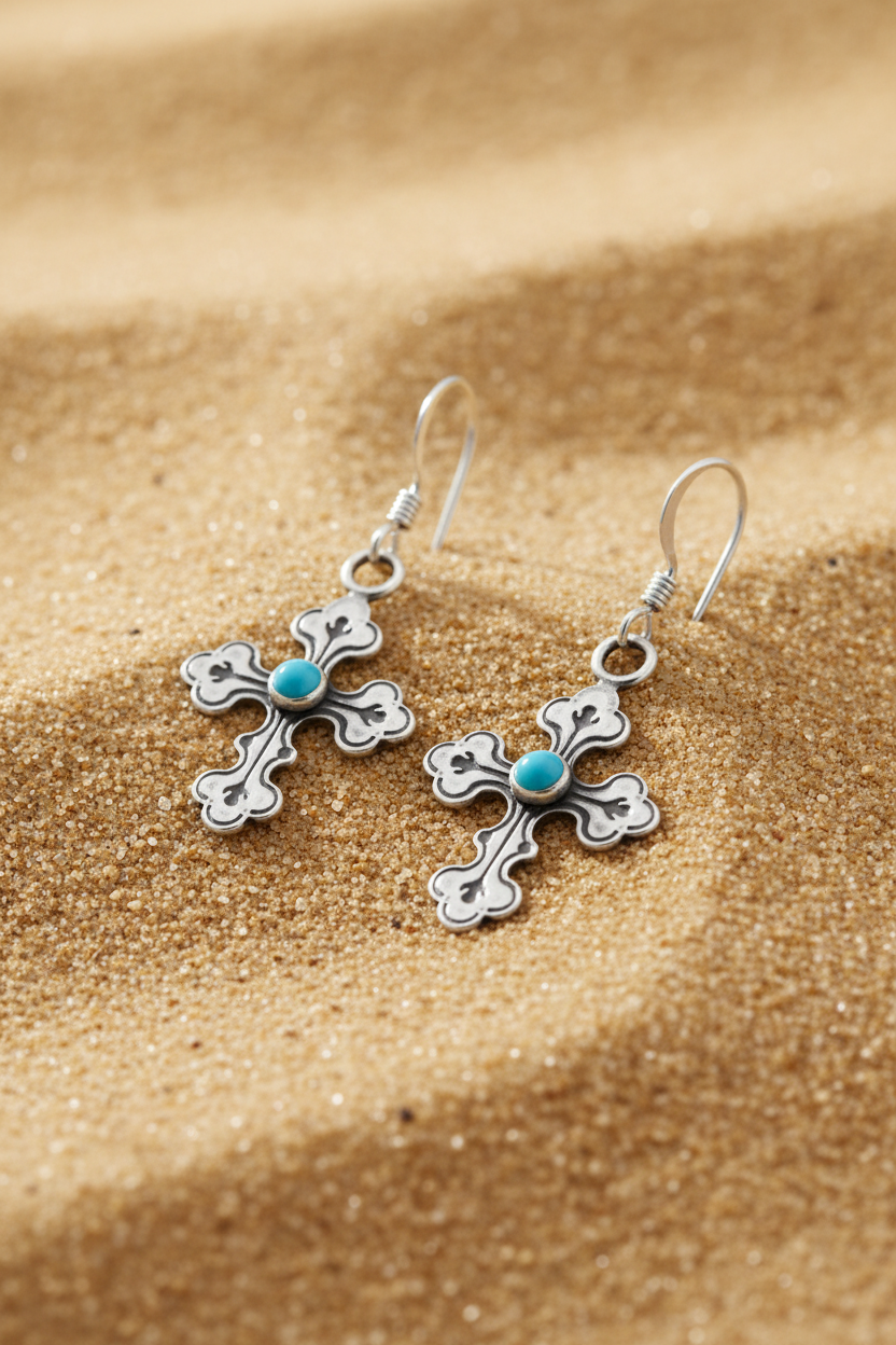 Natural Desert Sand Turquoise Cross