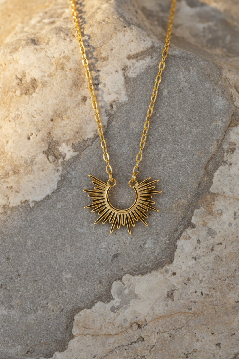 Natural Stone Sunburst Necklace