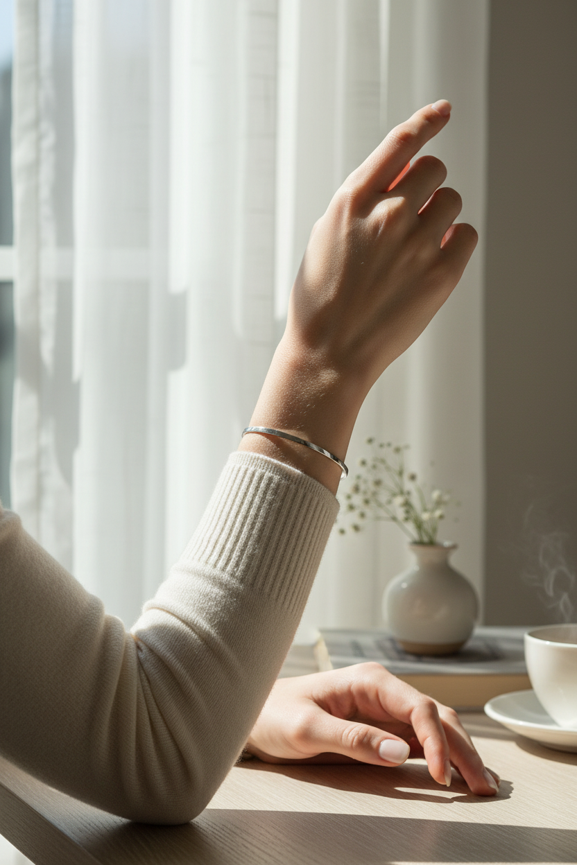 Natural Window Light - Minimalist Silver Bangle