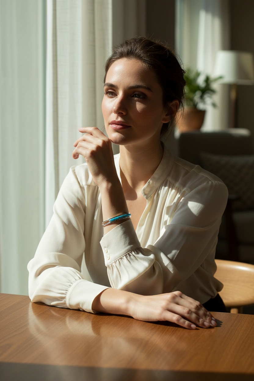 Natural Window Light - Silver Turquoise Inlay Cuff
