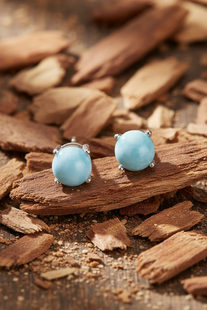 Natural Wood Shavings Larimar Studs