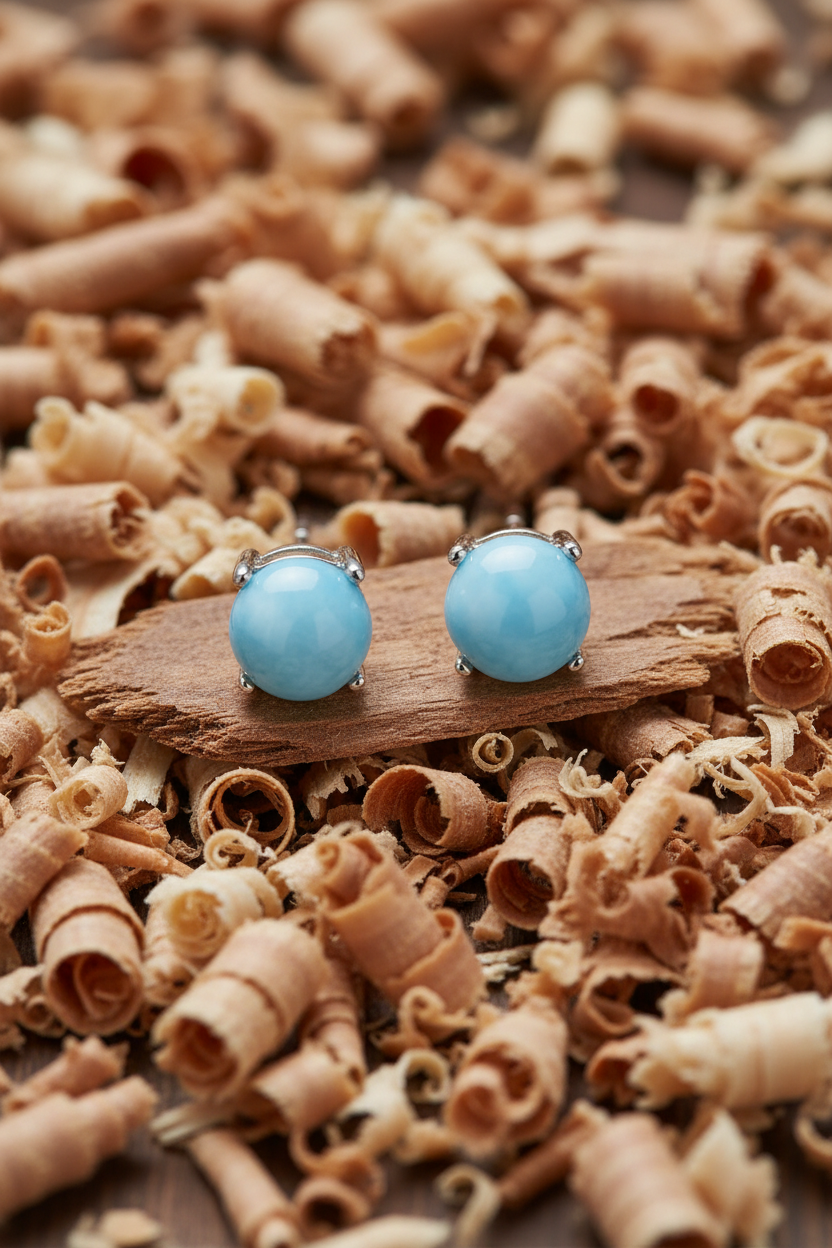 Organic Wood Sawdust Larimar Studs
