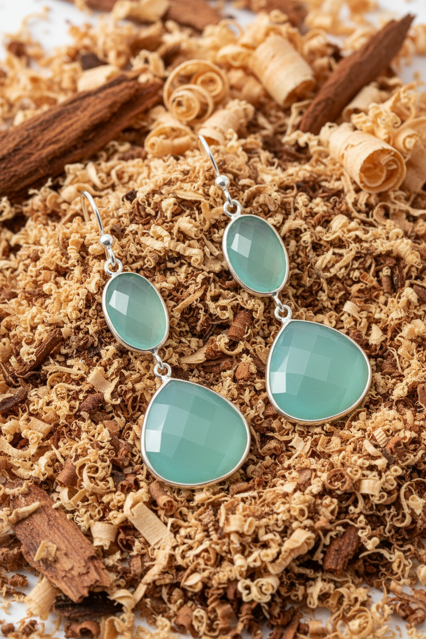 Organic Wood Sawdust Sea Green Chalcedony
