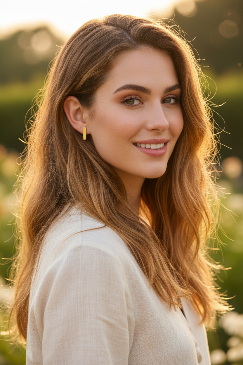 Outdoor Modern Gold Bar Studs