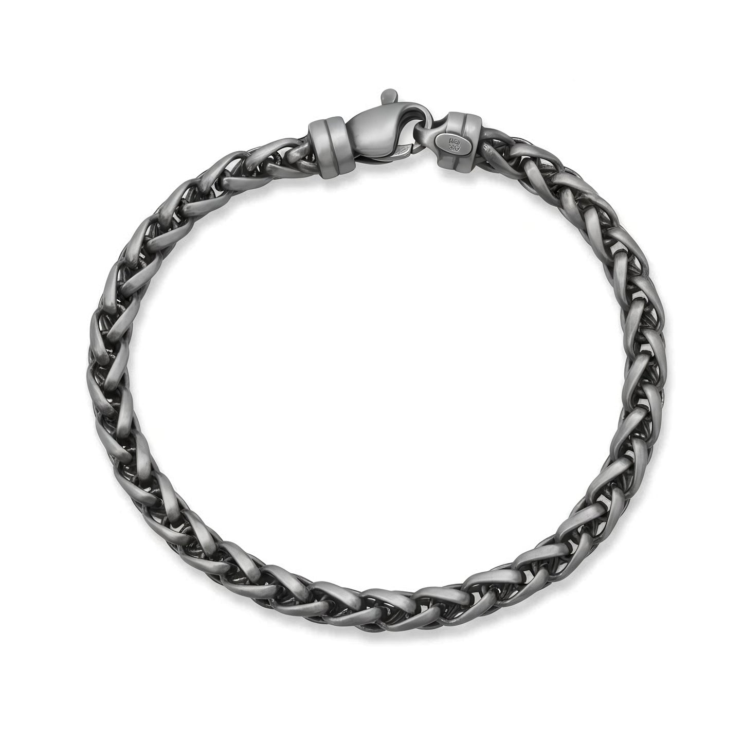 Sophisticated Edge Bracelet - Black Rhodium Wheat Chain Sterling Silver