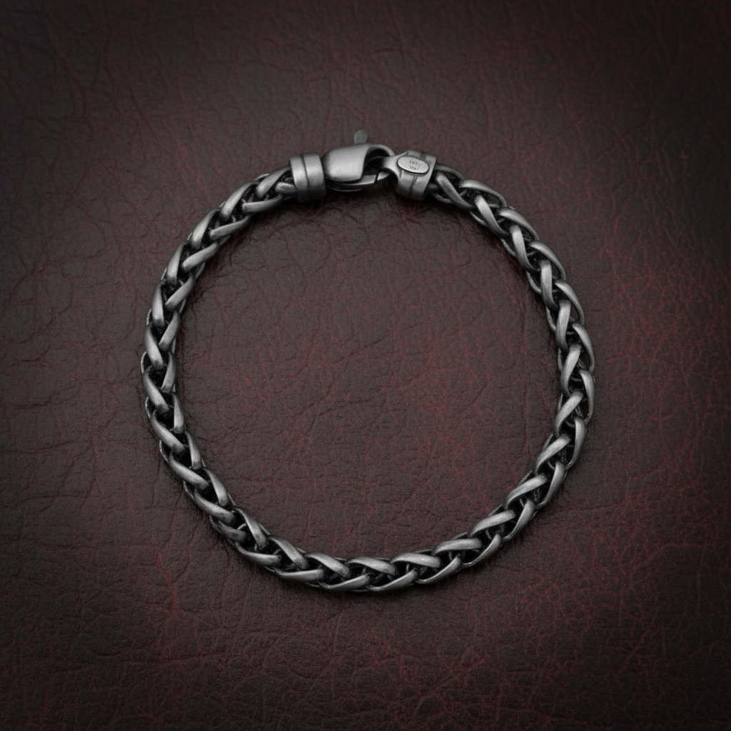 Oxidized wheat chain bracelet with elegant background