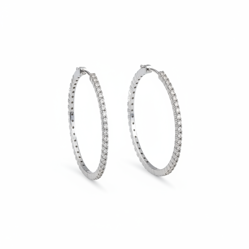 Pair of classic CZ hoops side by side