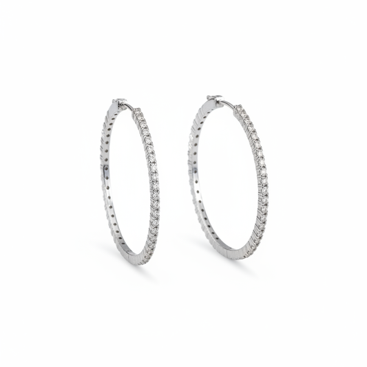 Pair of classic CZ hoops side by side