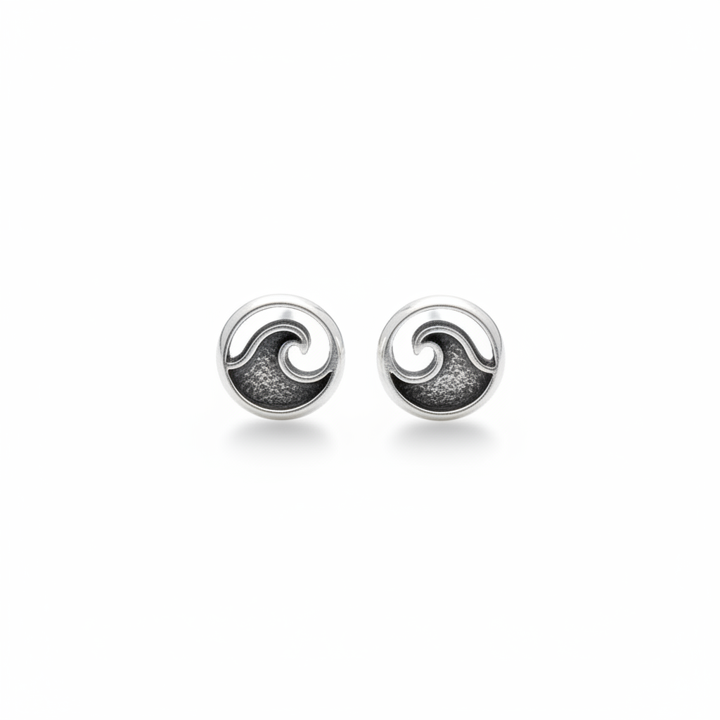 Pair of wave studs on white