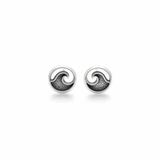 Pair of wave studs on white