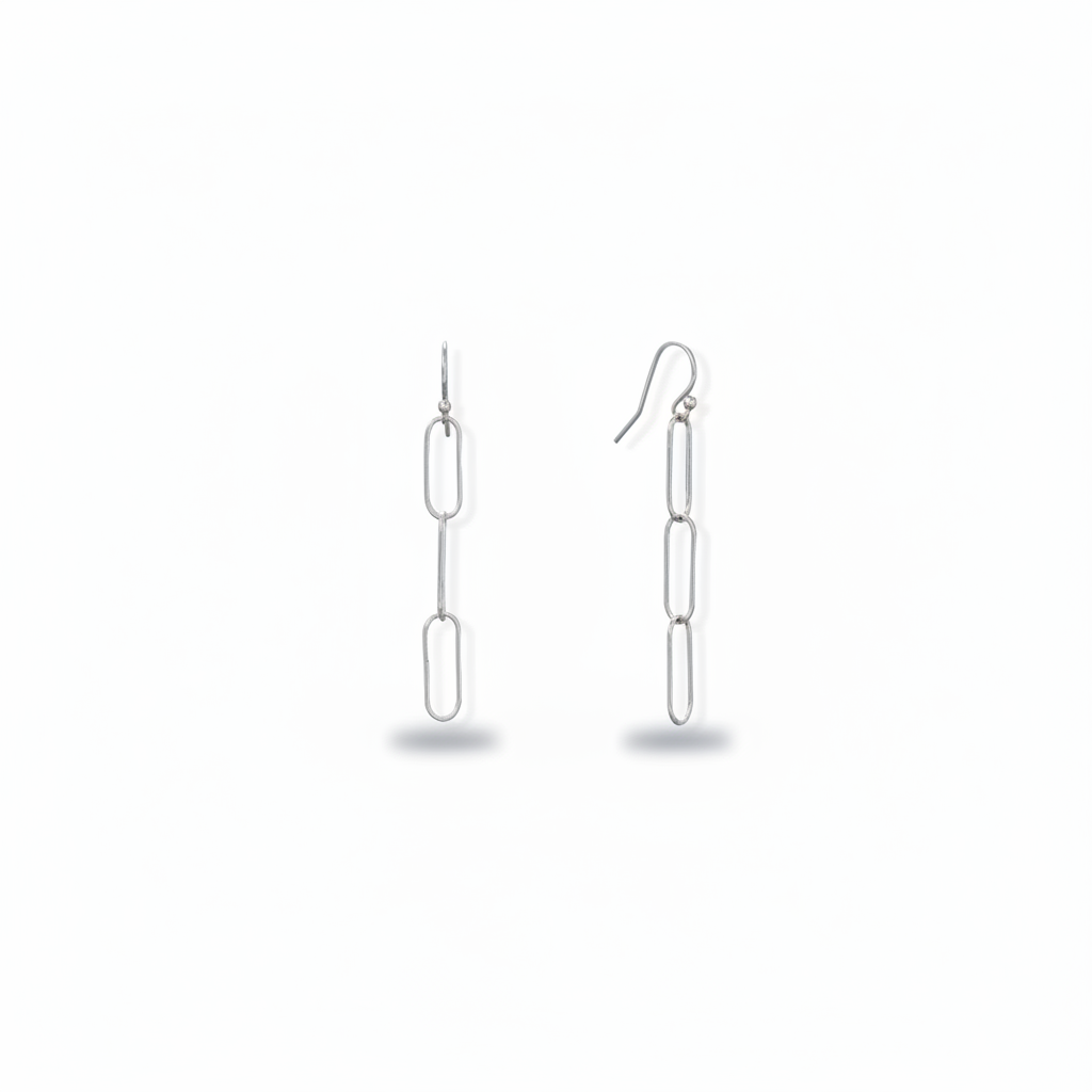 Paperclip Chain Drop Earrings - Slight Tilt
