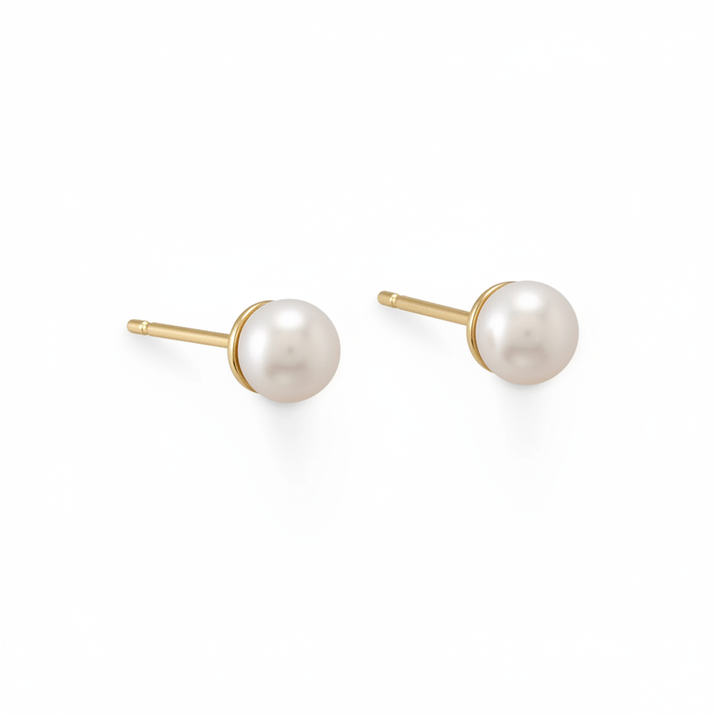 Pearl earrings angled view